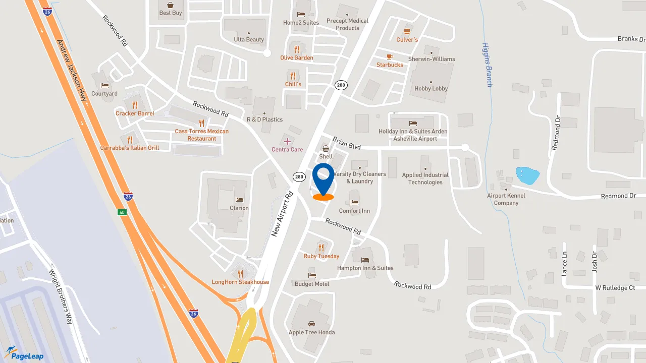 https://pageleap.com map showing location of McDonald&#039;s in Fletcher.
