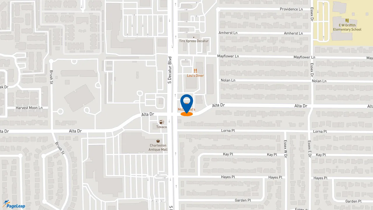 https://pageleap.com map showing location of McDonald&#039;s in Las Vegas.