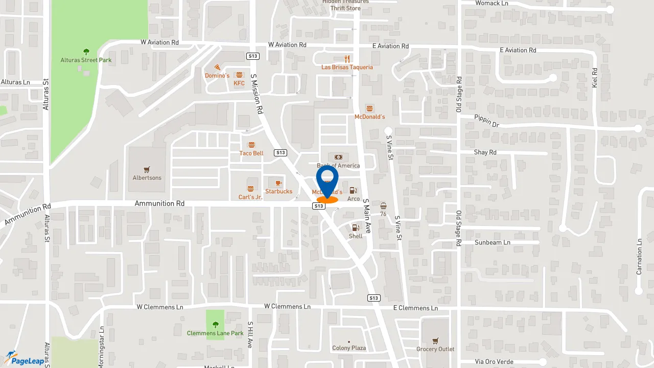 https://pageleap.com map showing location of McDonald&#039;s in Fallbrook.