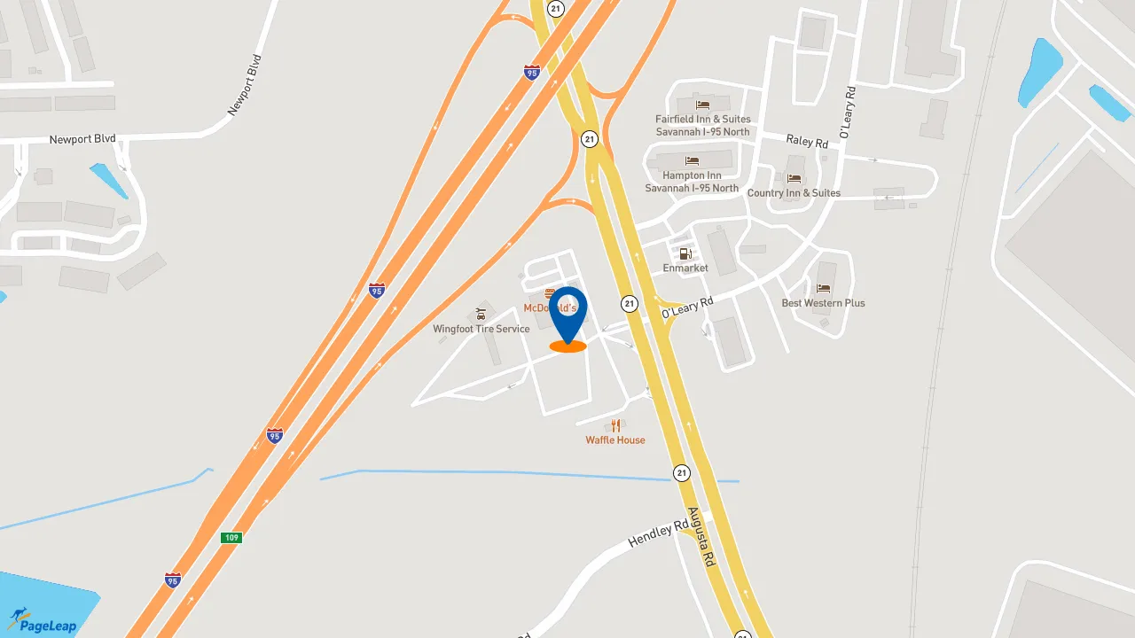 https://pageleap.com map showing location of McDonald&#039;s in Port Wentworth.
