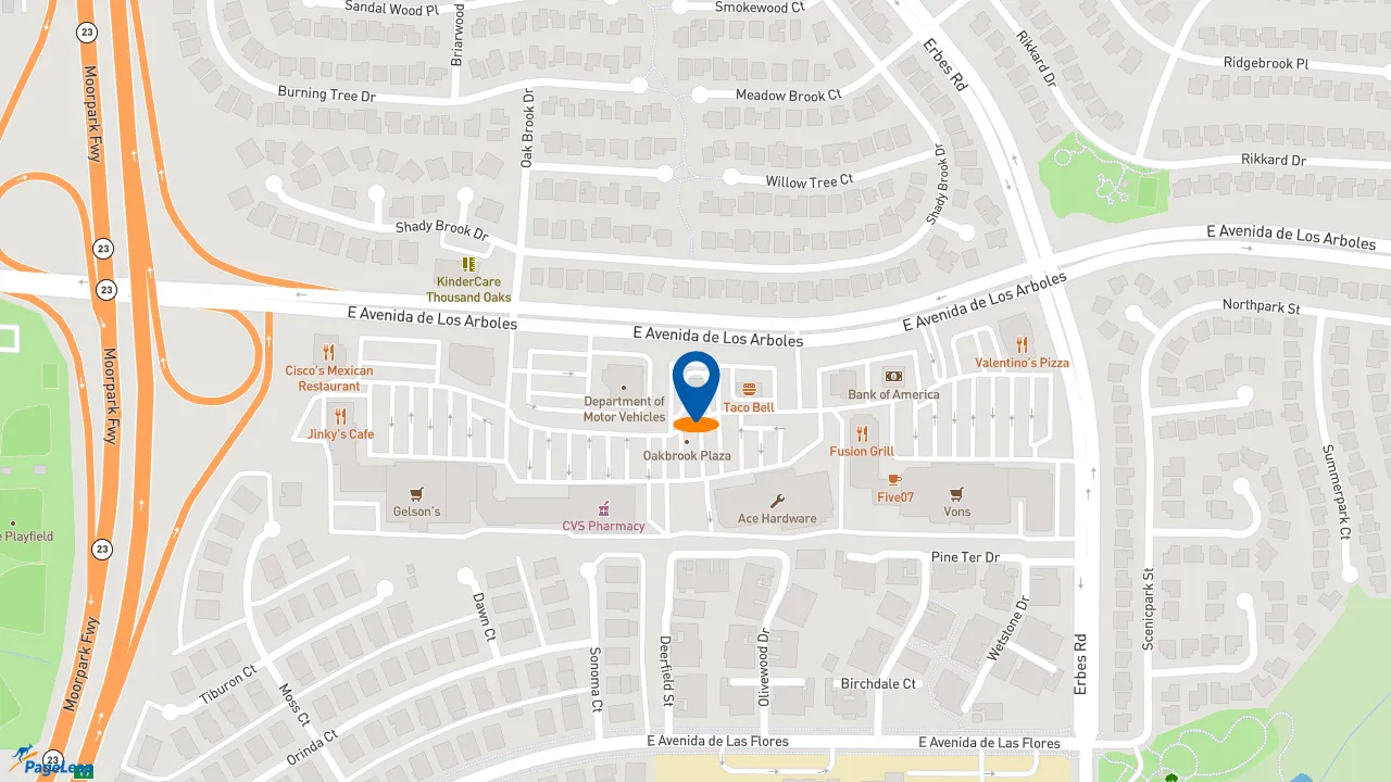 https://pageleap.com map showing location of McDonald&#039;s in Thousand Oaks.