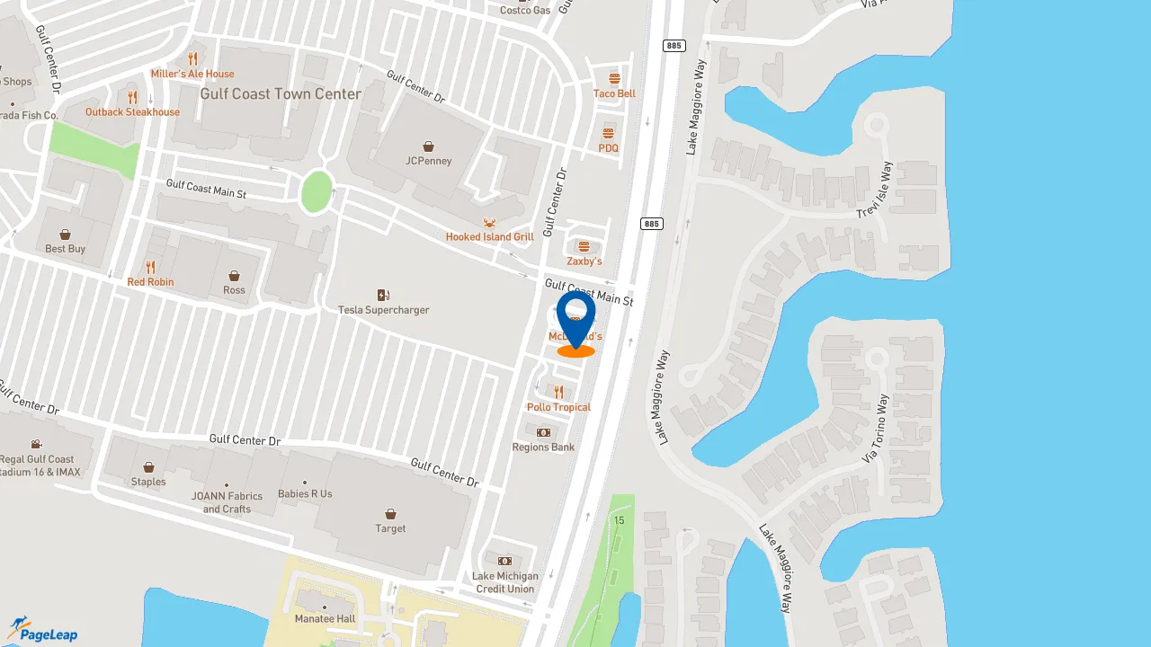 https://pageleap.com map showing location of McDonald&#039;s in Fort Myers.