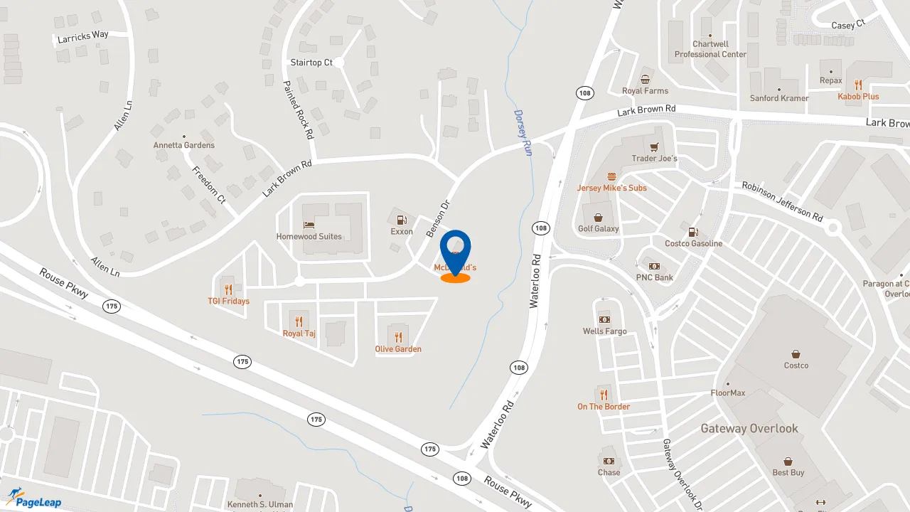 https://pageleap.com map showing location of McDonald&#039;s in Columbia.