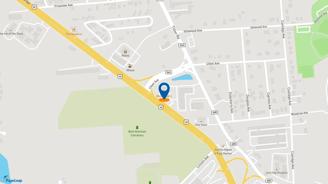 https://pageleap.com map showing location of McDonald&#039;s in Egg Harbor Township.