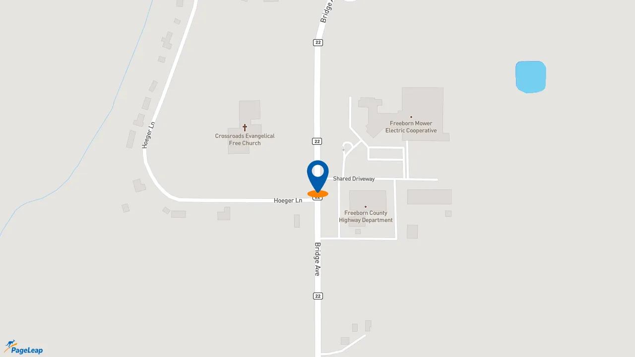 https://pageleap.com map showing location of McDonald&#039;s in Albert Lea.