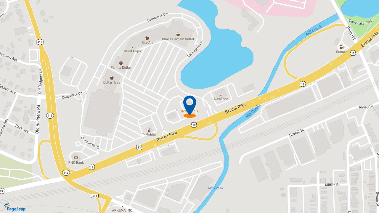 https://pageleap.com map showing location of McDonald&#039;s in Bristol.