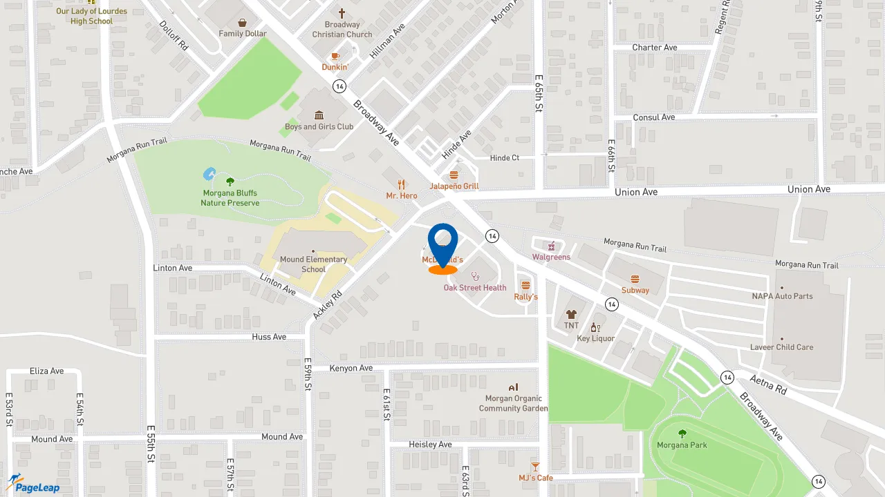 https://pageleap.com map showing location of McDonald&#039;s in Cleveland.