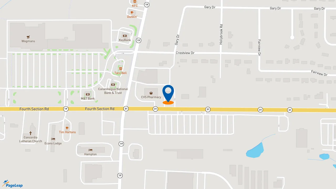 https://pageleap.com map showing location of McDonald&#039;s in Village Of Brockport.