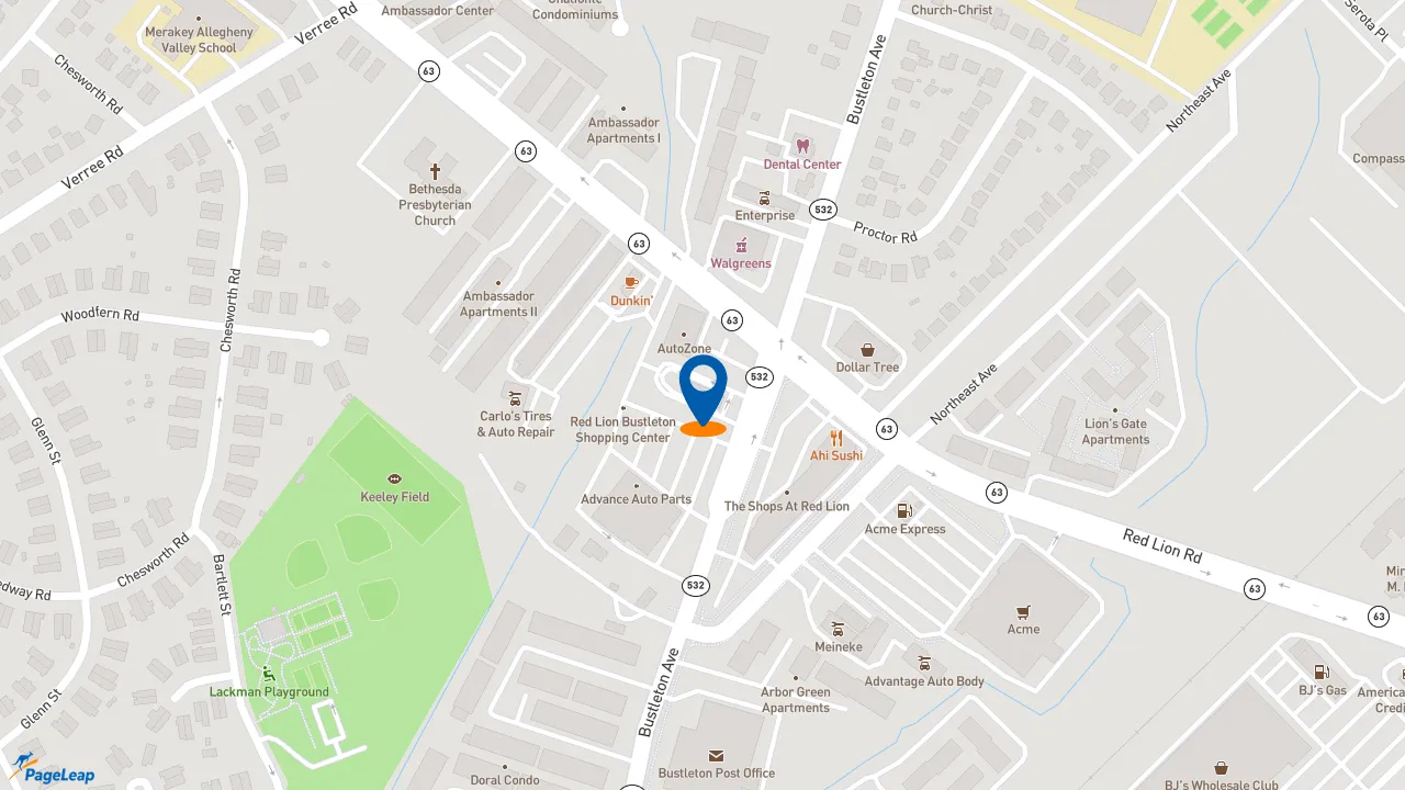 https://pageleap.com map showing location of McDonald&#039;s in Philadelphia.