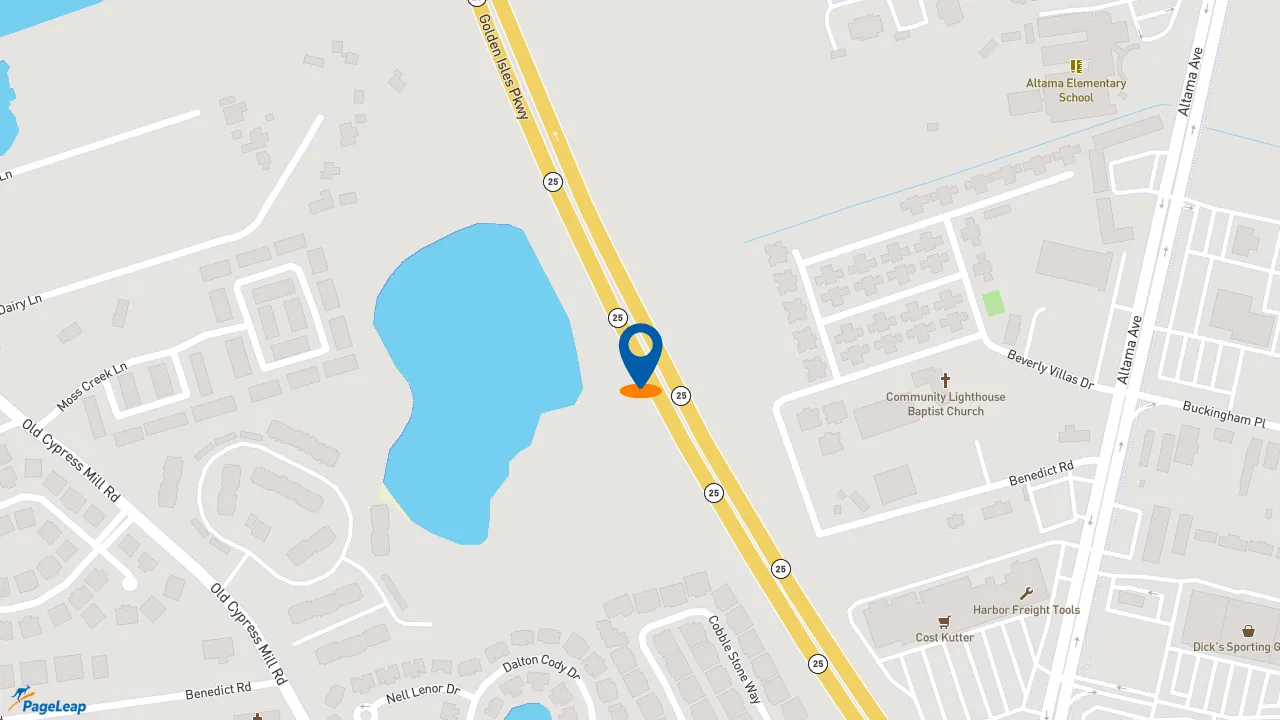 https://pageleap.com map showing location of McDonald&#039;s in Brunswick.