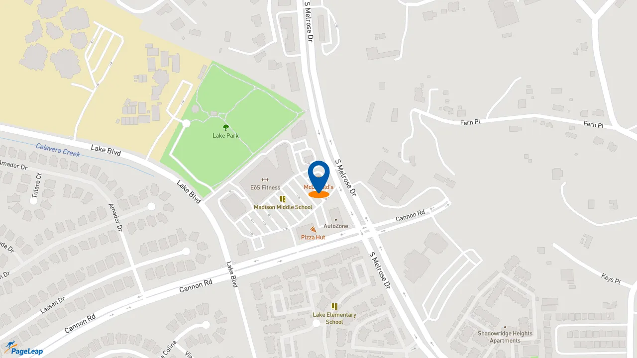 https://pageleap.com map showing location of McDonald&#039;s in Oceanside.