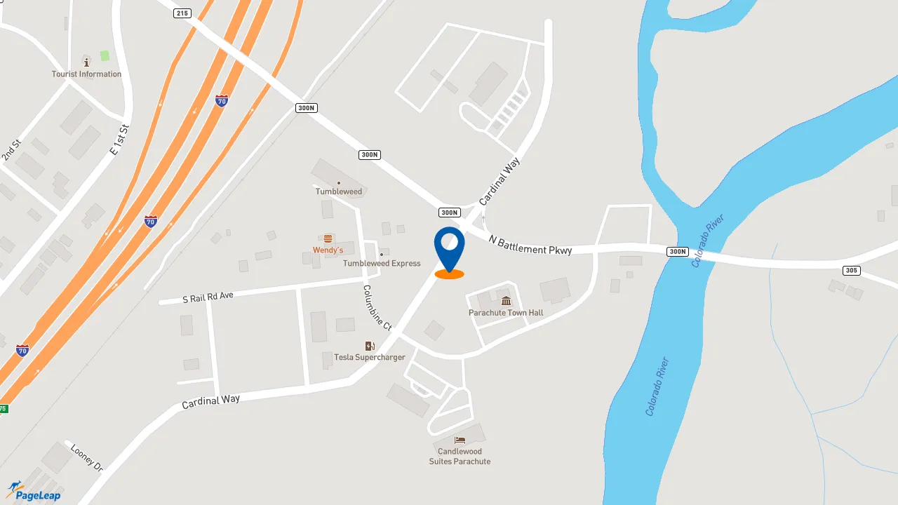 https://pageleap.com map showing location of McDonald&#039;s in Parachute.