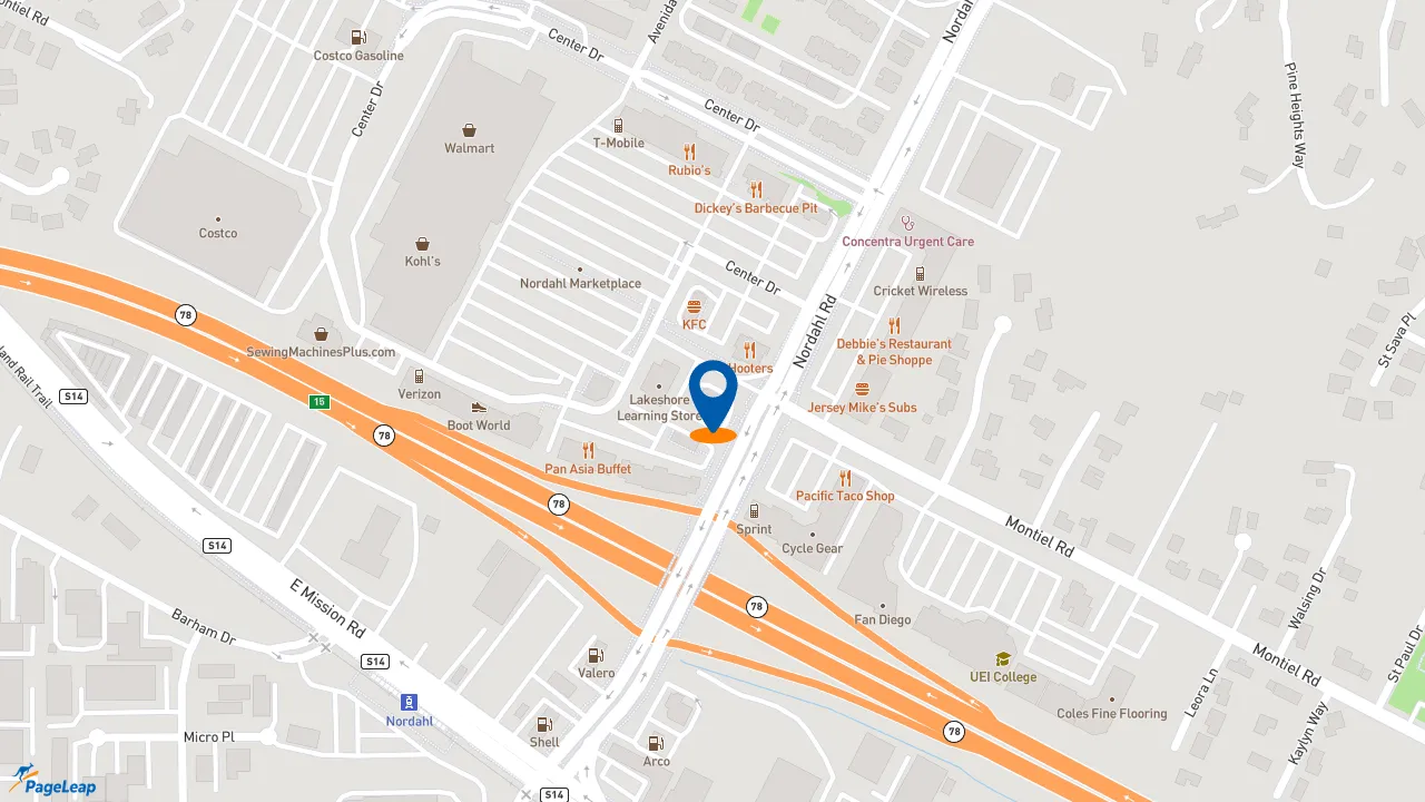 https://pageleap.com map showing location of McDonald&#039;s in San Marcos.