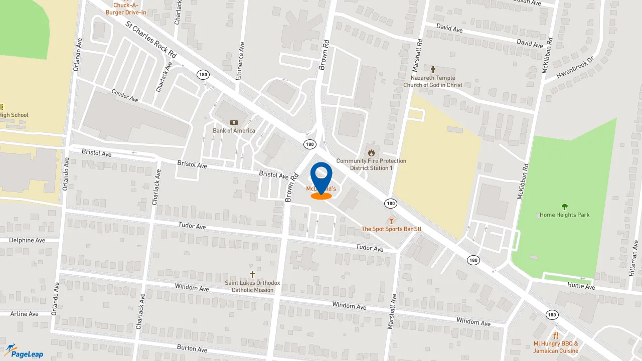 https://pageleap.com map showing location of McDonald&#039;s in Saint Louis.