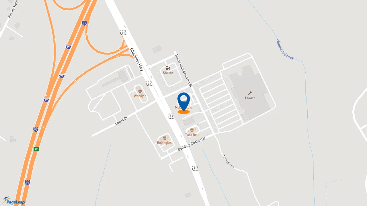 https://pageleap.com map showing location of McDonald&#039;s in Troutman.