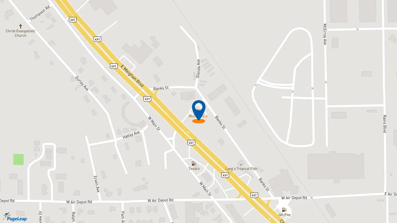 https://pageleap.com map showing location of McDonald&#039;s in Glencoe.