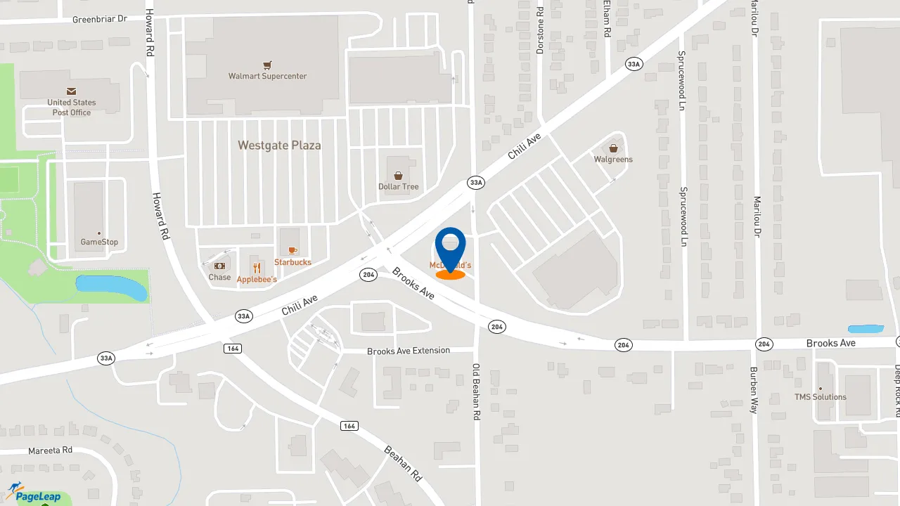 https://pageleap.com map showing location of McDonald&#039;s in Gates.