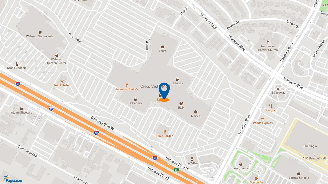 https://pageleap.com map showing location of McDonald&#039;s in El Paso.