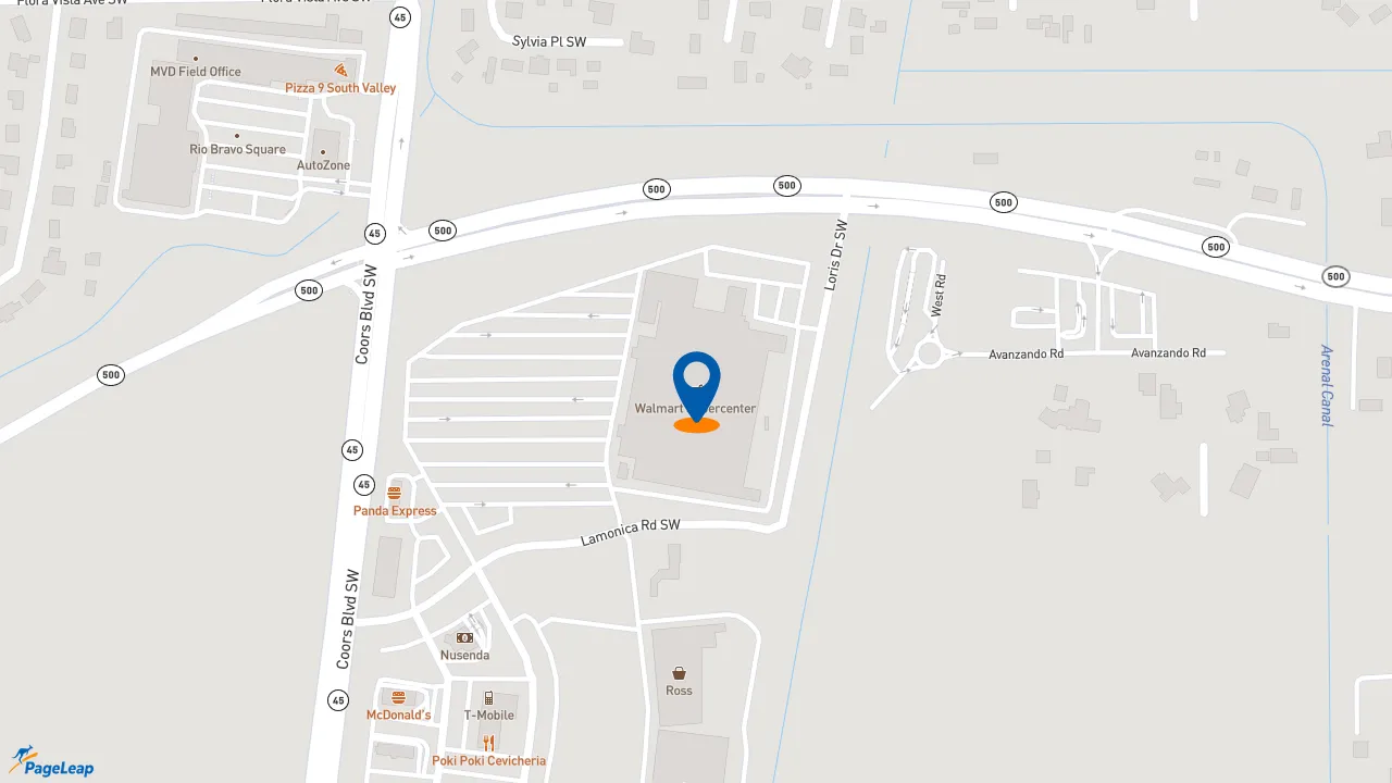 https://pageleap.com map showing location of McDonald&#039;s - CLOSED in Albuquerque.