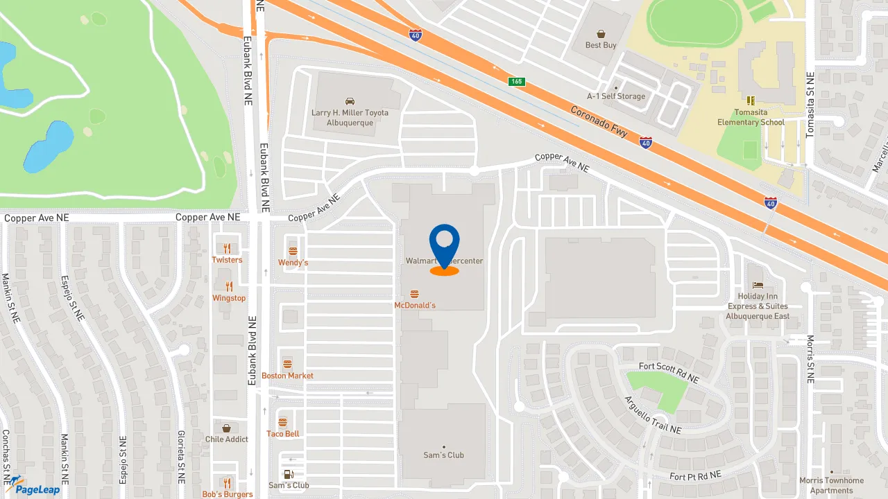 https://pageleap.com map showing location of McDonald&#039;s - CLOSED in Albuquerque.