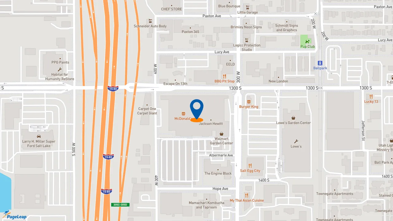 https://pageleap.com map showing location of McDonald&#039;s - CLOSED in Salt Lake City.