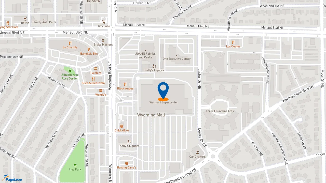 https://pageleap.com map showing location of McDonald&#039;s - CLOSED in Albuquerque.