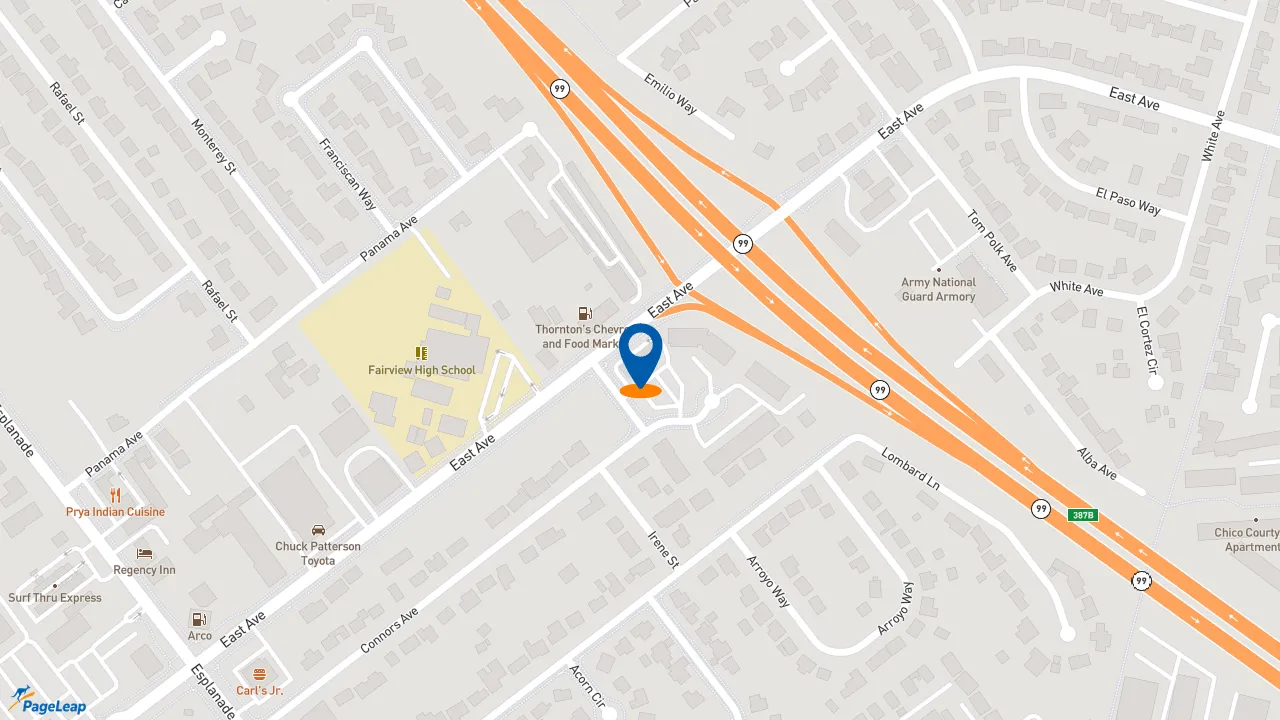 https://pageleap.com map showing location of McDonald&#039;s in Chico.