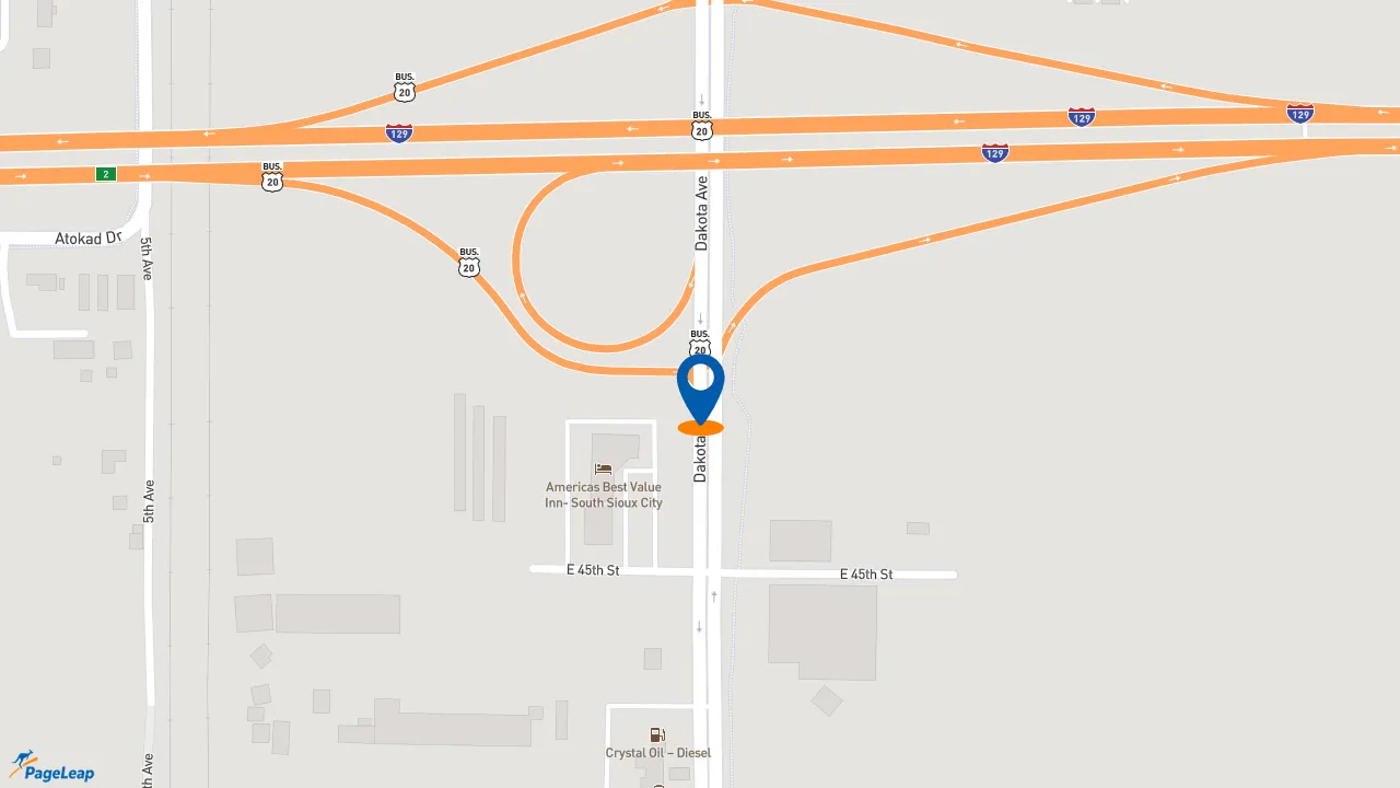 https://pageleap.com map showing location of McDonald&#039;s in South Sioux City.