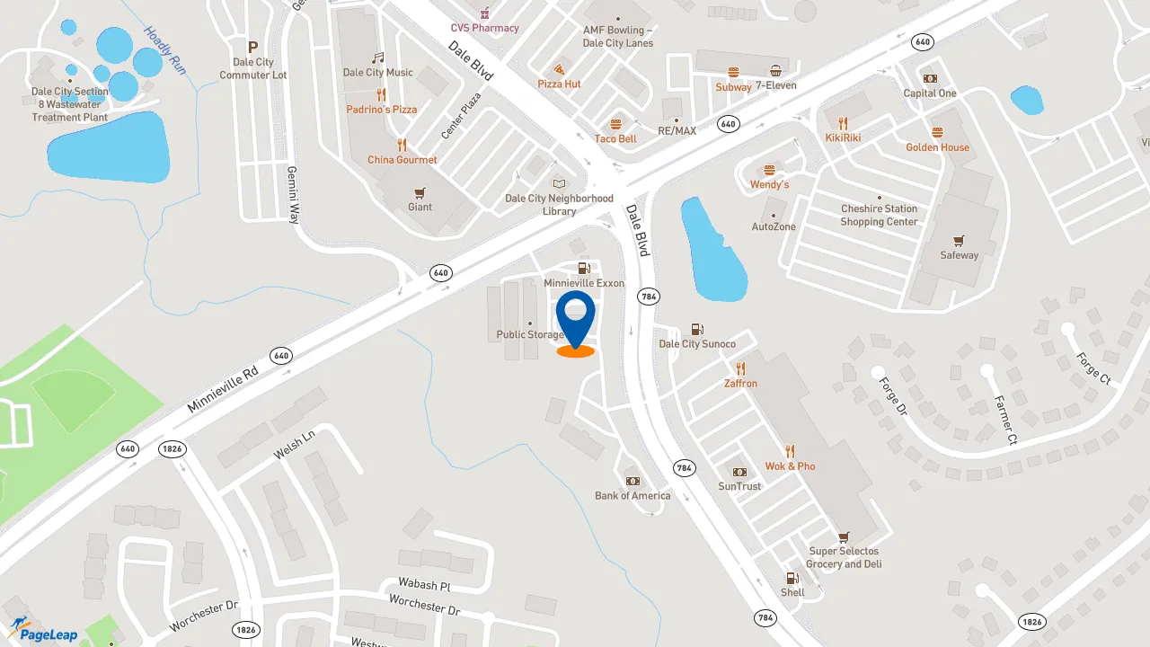 https://pageleap.com map showing location of McDonald&#039;s in Dale City.