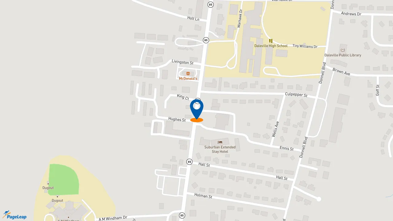 https://pageleap.com map showing location of McDonald&#039;s in Daleville.