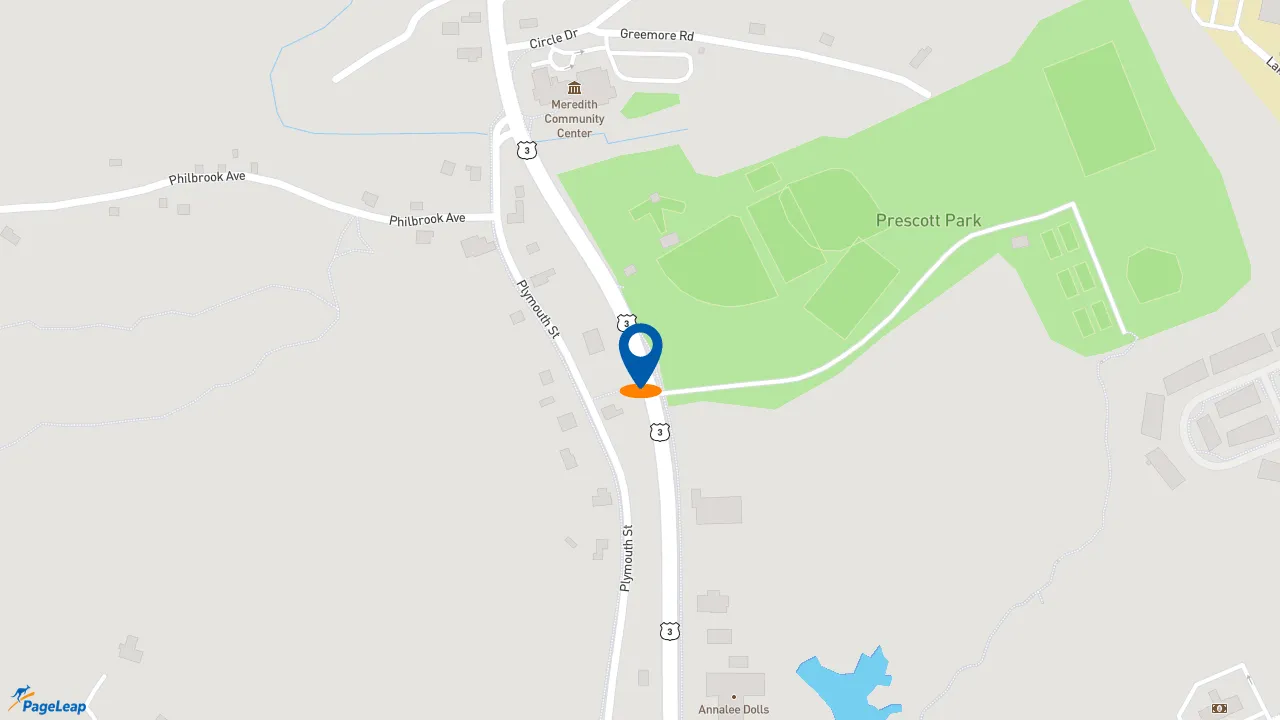 https://pageleap.com map showing location of McDonald&#039;s in Meredith.