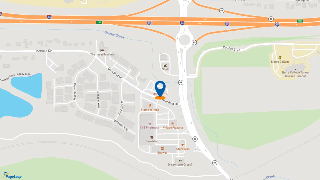 https://pageleap.com map showing location of McDonald&#039;s in Truckee.