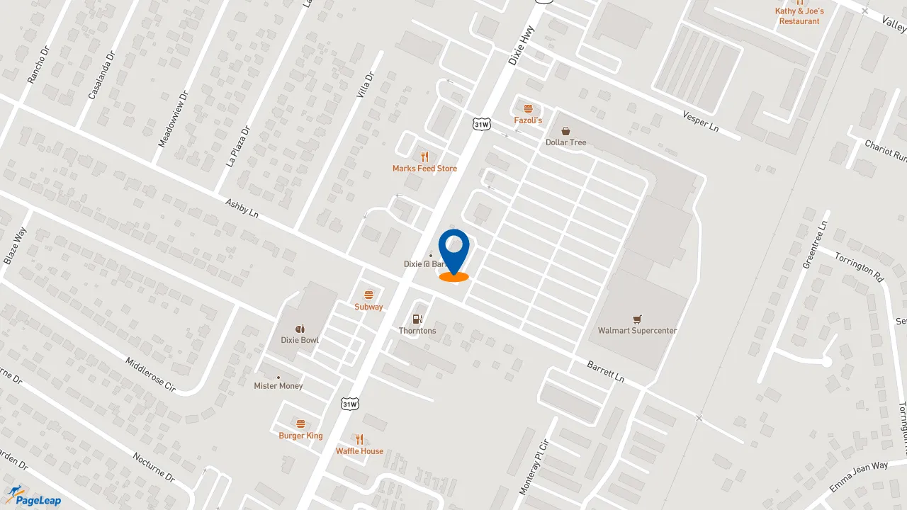 https://pageleap.com map showing location of McDonald&#039;s in Louisville.