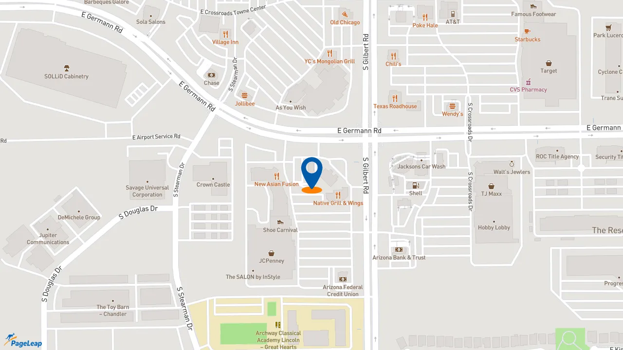 https://pageleap.com map showing location of McDonald&#039;s in Chandler.