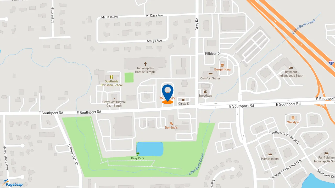 https://pageleap.com map showing location of McDonald&#039;s in Indianapolis.