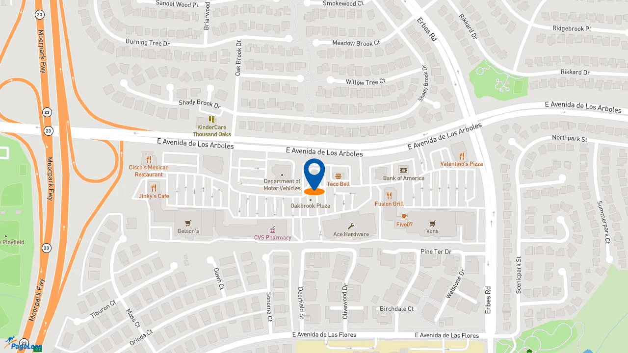 https://pageleap.com map showing location of McDonald&#039;s in Thousand Oaks.