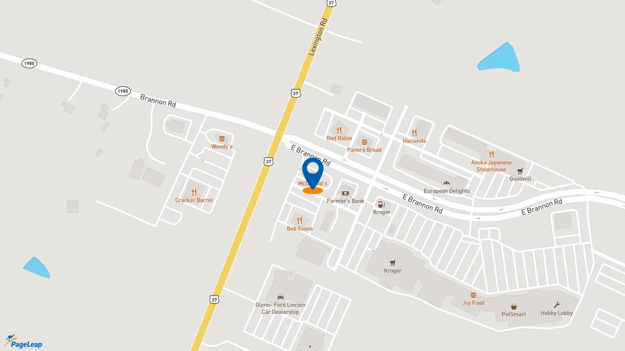 https://pageleap.com map showing location of McDonald&#039;s in Nicholasville.