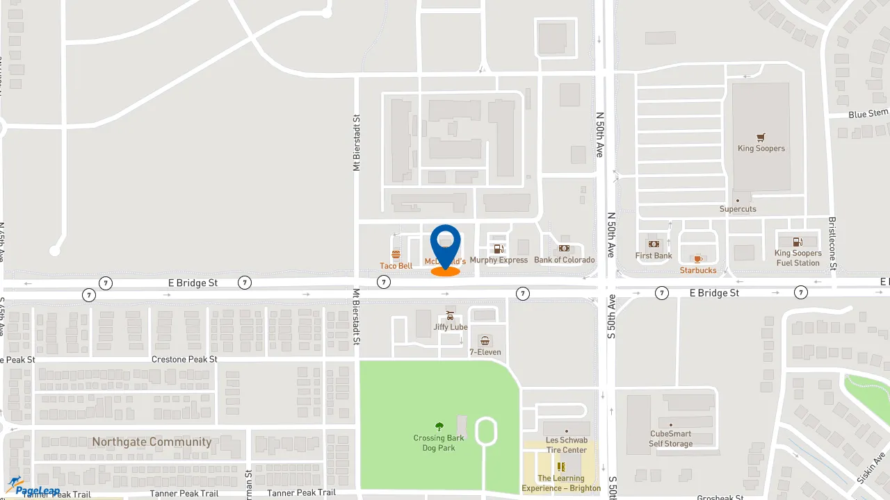 https://pageleap.com map showing location of McDonald&#039;s in Brighton.