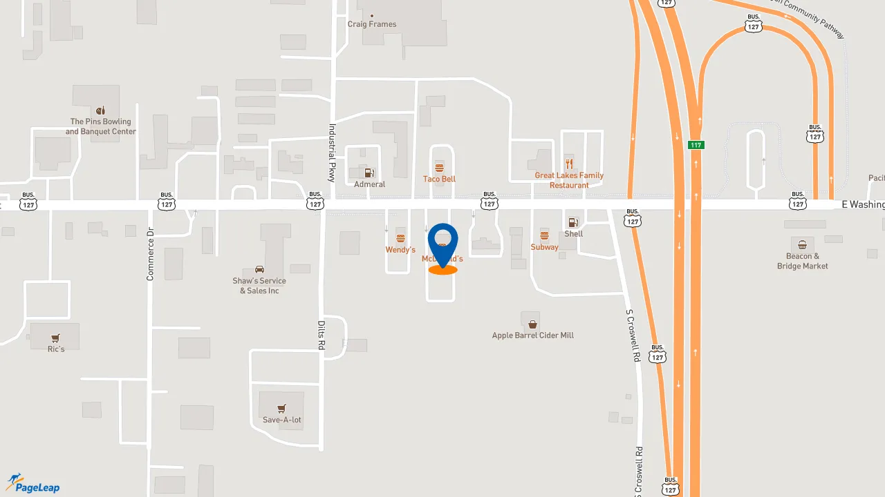 https://pageleap.com map showing location of McDonald&#039;s in Ithaca.