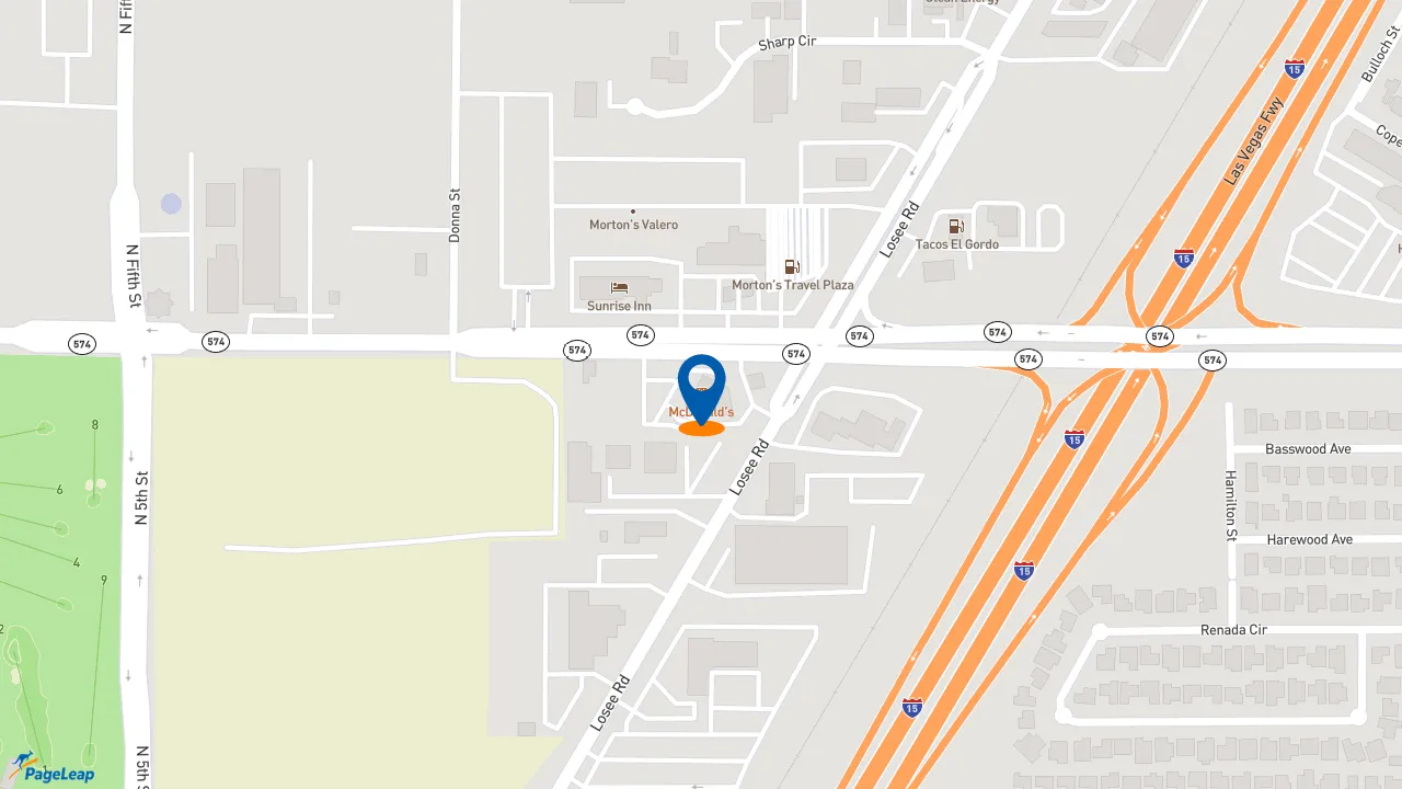 https://pageleap.com map showing location of McDonald&#039;s in North Las Vegas.