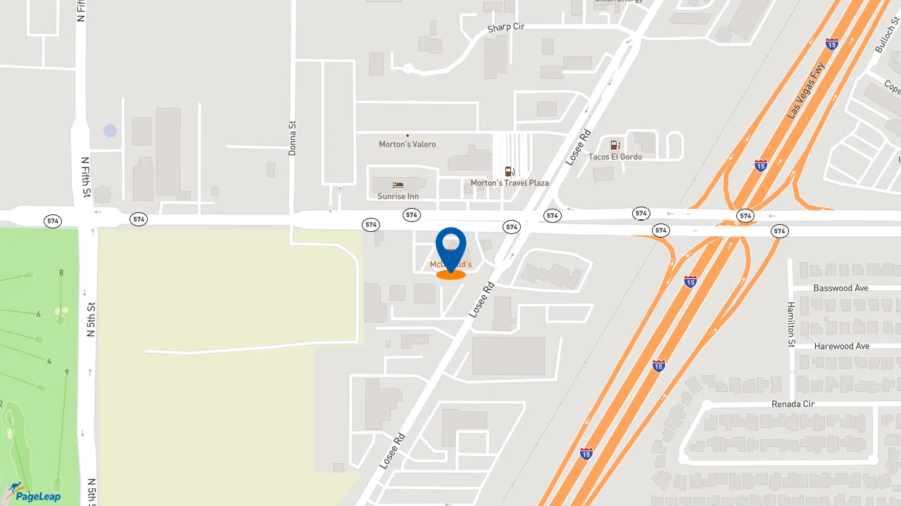 https://pageleap.com map showing location of McDonald&#039;s in North Las Vegas.