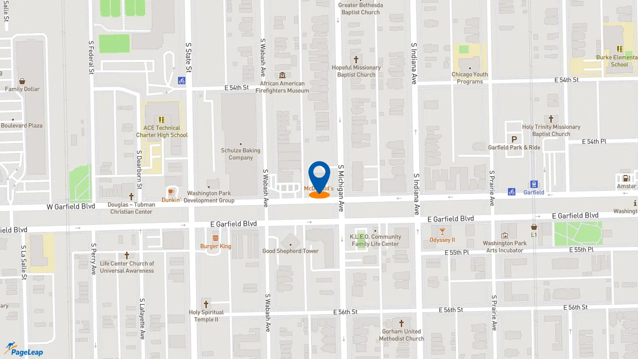 https://pageleap.com map showing location of McDonald&#039;s in Chicago.