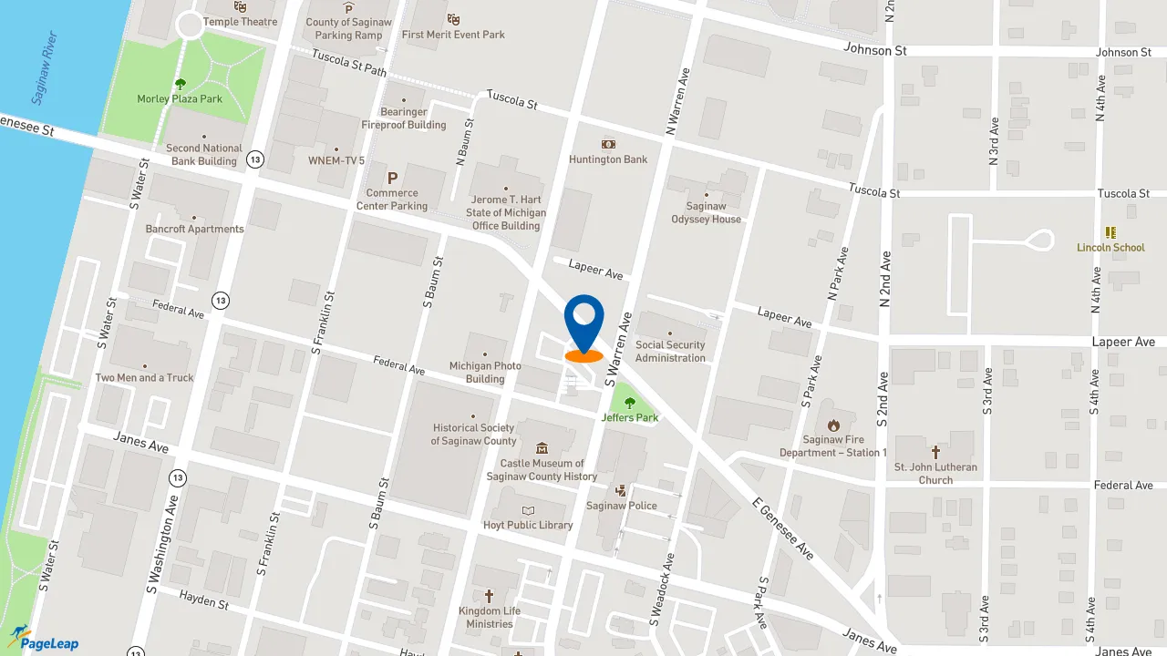 https://pageleap.com map showing location of McDonald&#039;s in Saginaw.