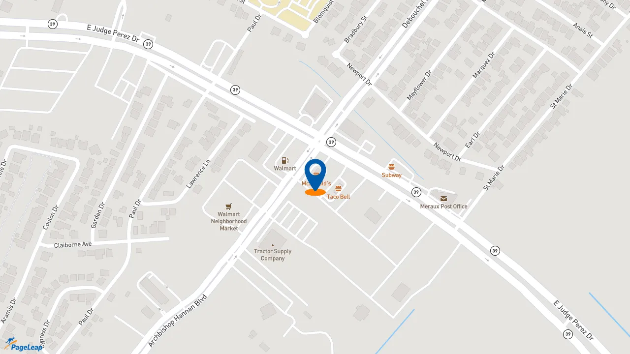 https://pageleap.com map showing location of McDonald&#039;s in Chalmette.