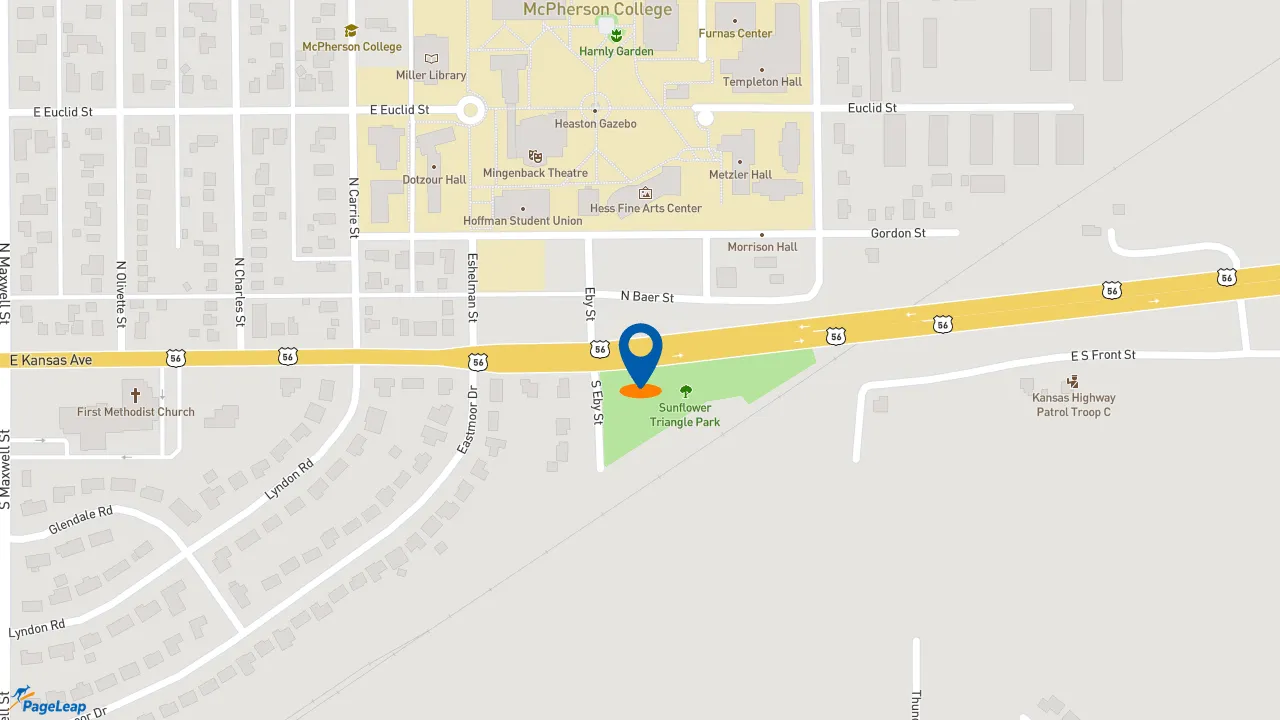 https://pageleap.com map showing location of McDonald&#039;s in Mcpherson.