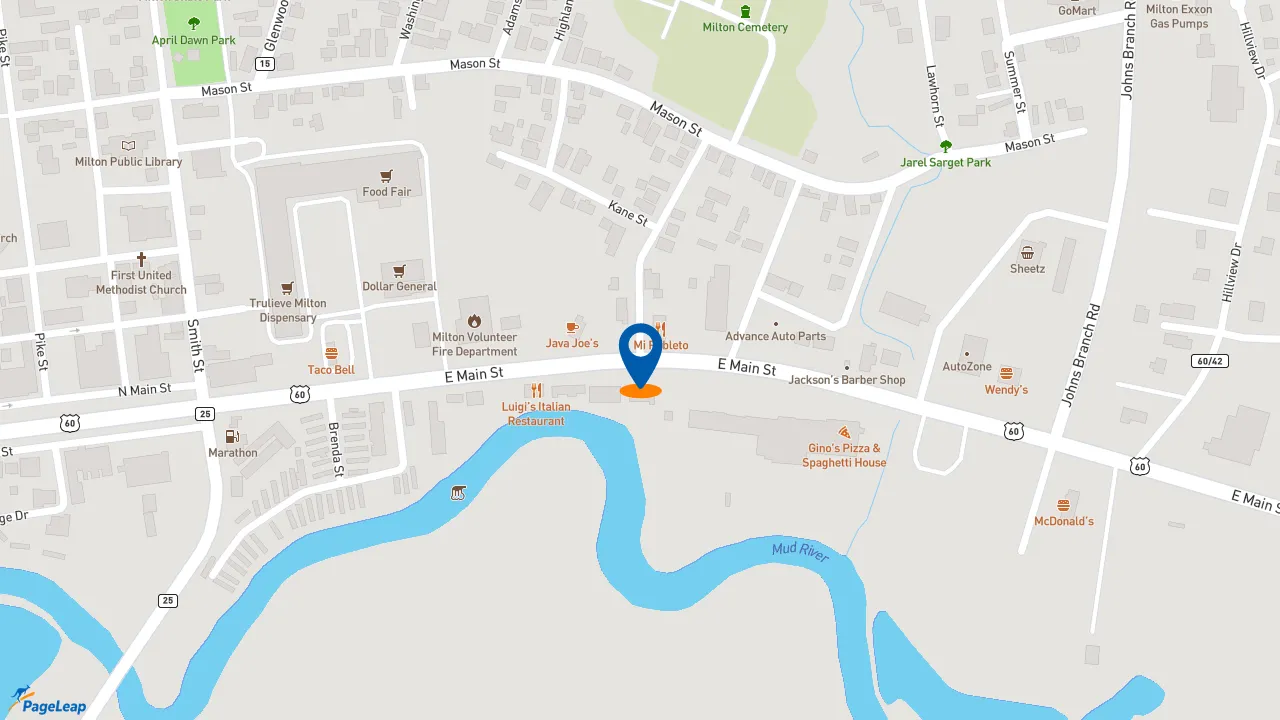 https://pageleap.com map showing location of McDonald&#039;s in Milton.