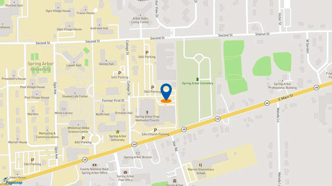 https://pageleap.com map showing location of McDonald&#039;s in Spring Arbor.