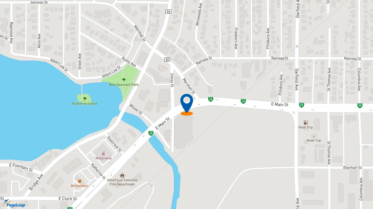 https://pageleap.com map showing location of McDonald&#039;s in Albert Lea.