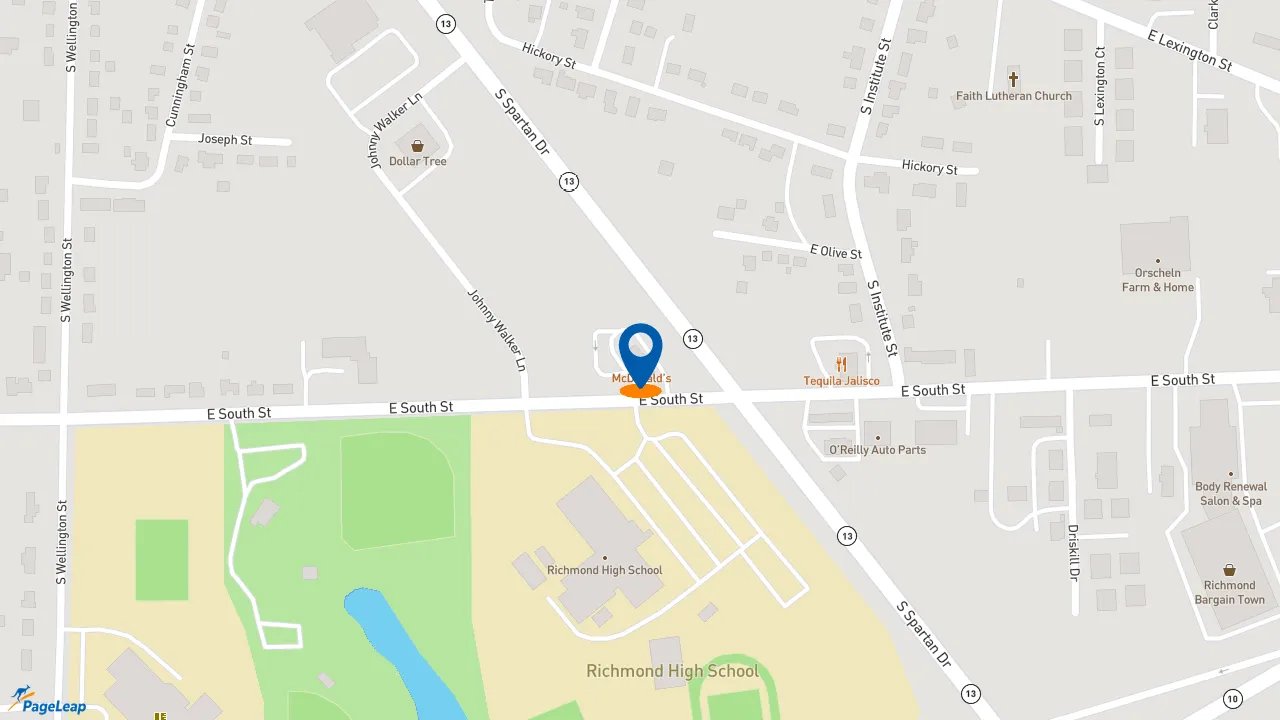 https://pageleap.com map showing location of McDonald&#039;s in Richmond.