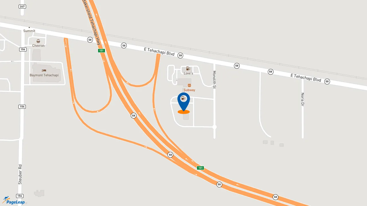 https://pageleap.com map showing location of McDonald&#039;s in Tehachapi.